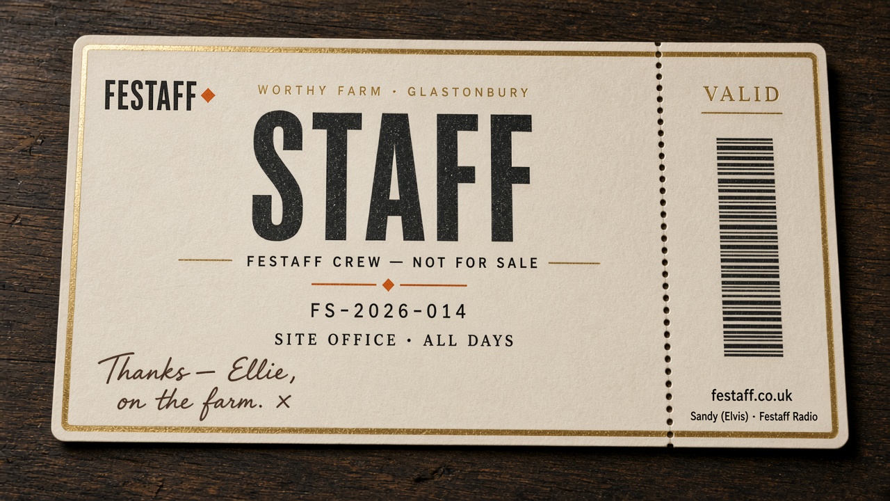 Festaff staff ticket, Worthy Farm